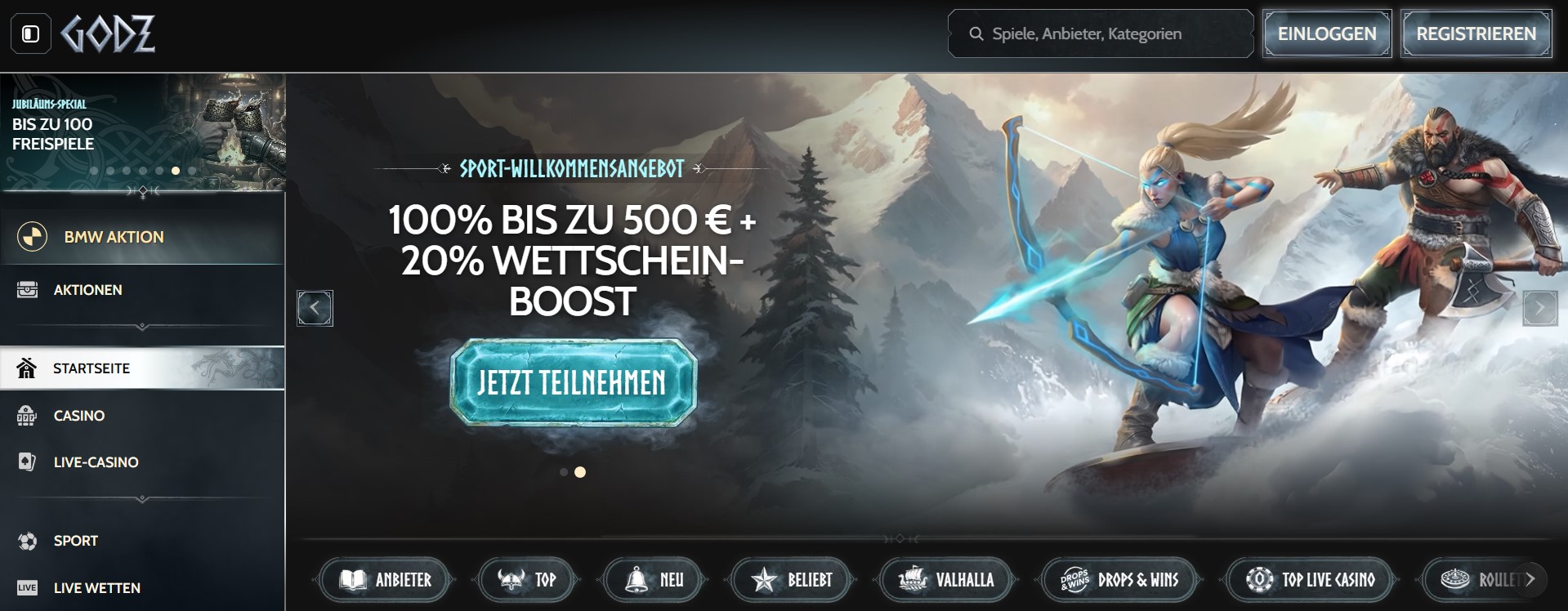 Realistisches Hero‑Image einer modernen Sportwetten‑Startseite mit nordischer Fantasy‑Optik, Bonusangeboten und klarer Navigation, das visuell anzeigt, wie Nutzer legale Alternativen zu Wettanbieter ohne Lizenz vergleichen können.